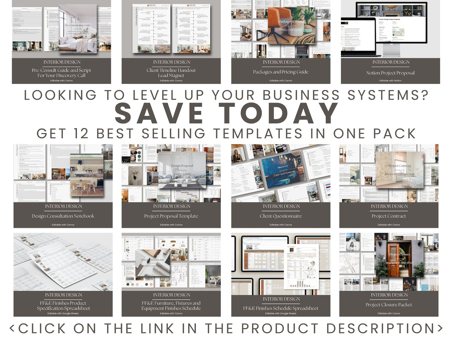 Interior Design Google Sheets Excel Product Specification Template, Finishes FF&E Furniture Schedule, E-Design Specification