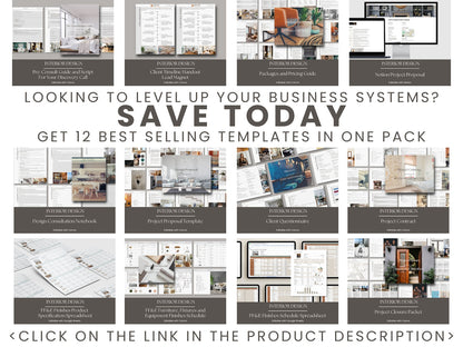 Interior Design Google Sheets Excel Product Specification Template, Finishes FF&E Furniture Schedule, E-Design Specification